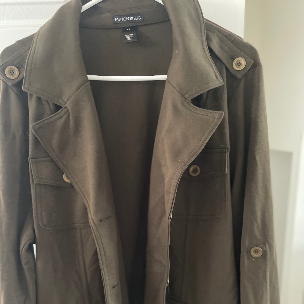 Women's Military-themed Field Jacket - OLIVE